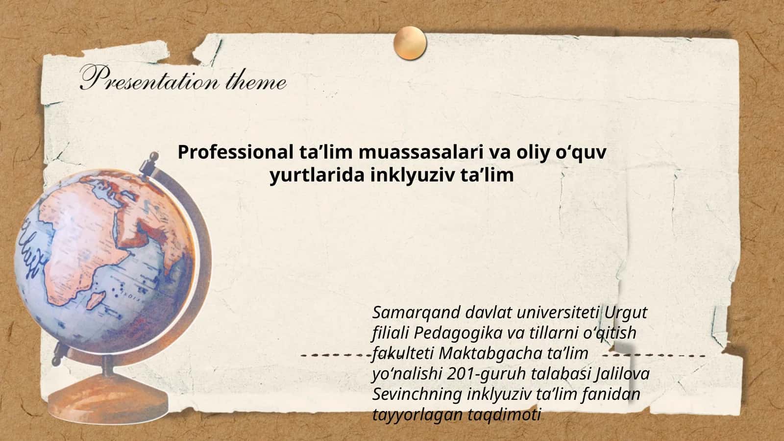 Inklyuziv taʼlim fanidan taqdimot