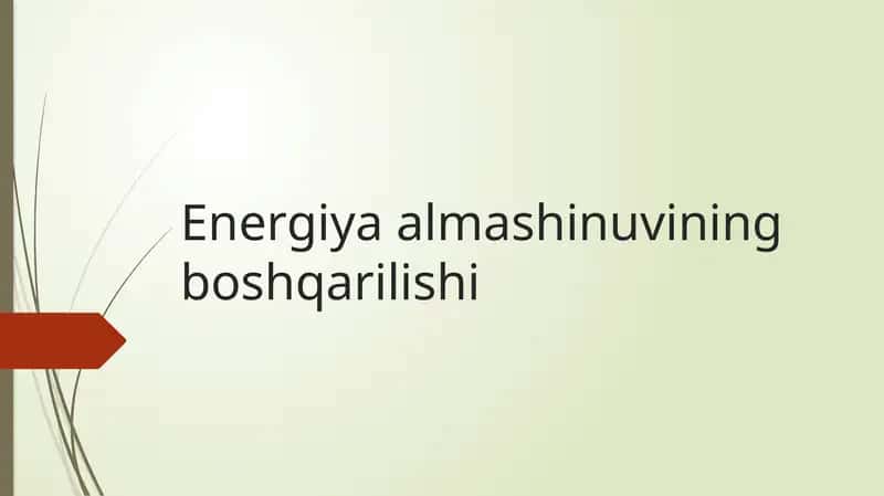 Energiya almashinuvining boshqarilishi