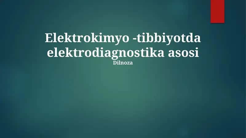 Elektrokimyo -tibbiyotda elektrodiagnostika asosi