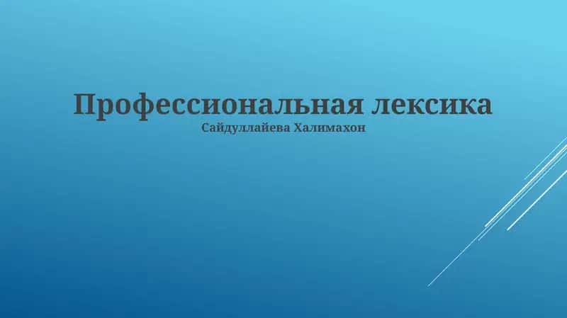Профессиональная лексика