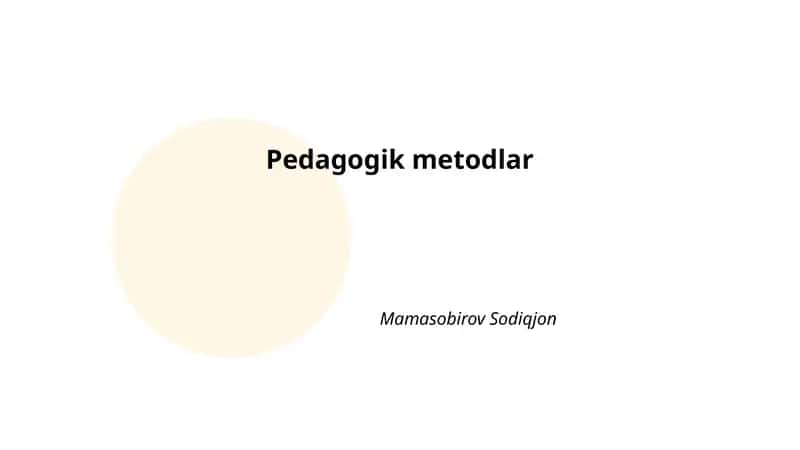 Ma'ruza Metodi