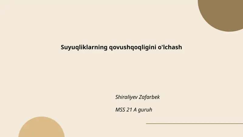 Suyuqliklarning qovushqoqligini o'lchash