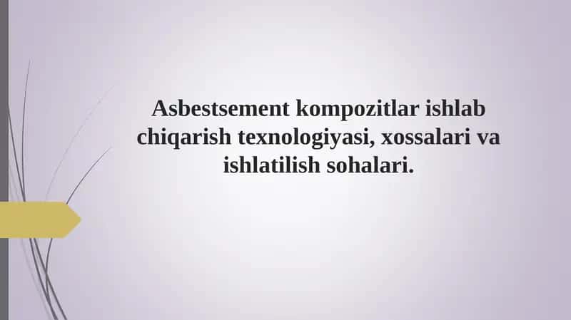 Asbestsement Kompozitlari Ishlab Chiqarish Texnologiyasi