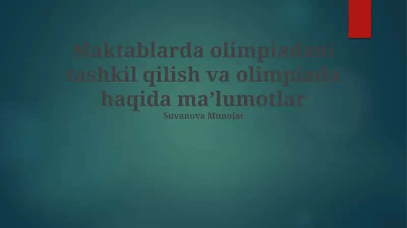 Olimpiada ishtirokchilari uchun qo'llanma