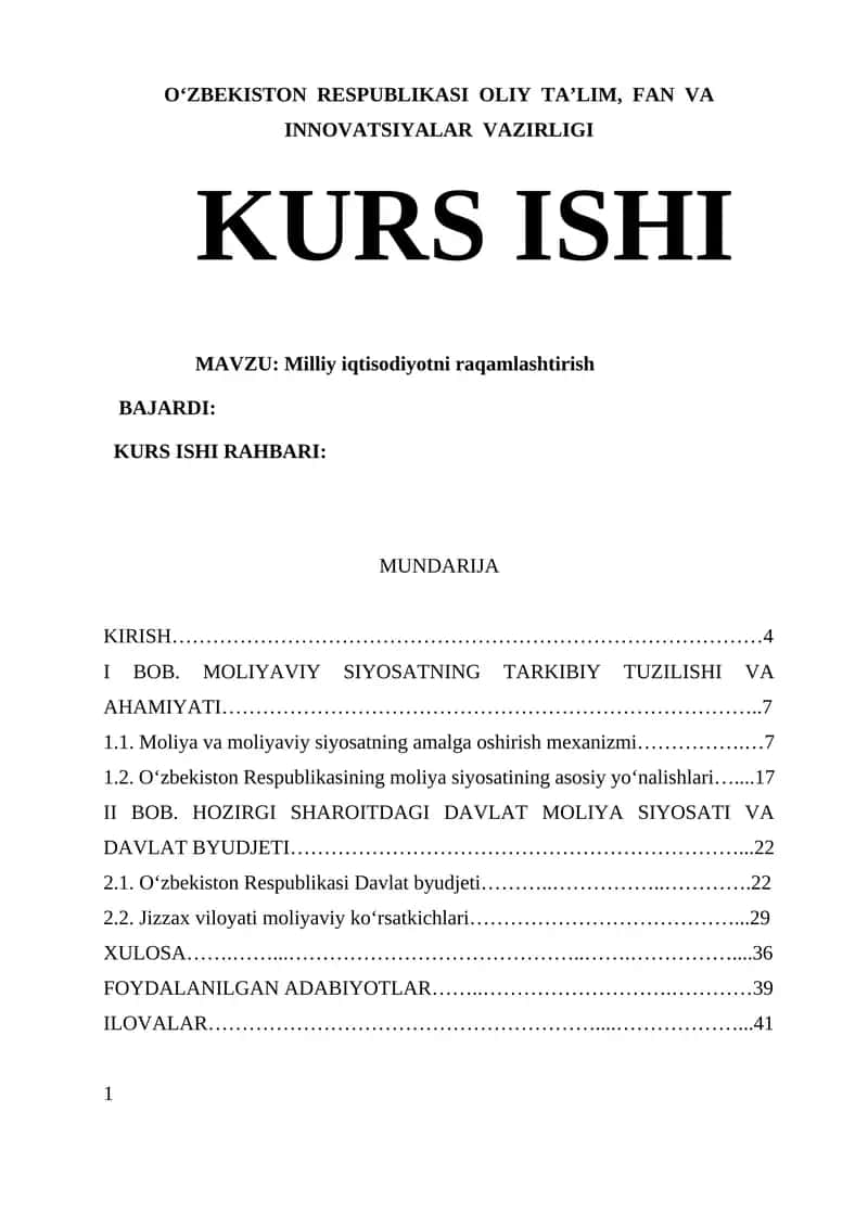Milliy iqtisodiyotni raqamlashtirish