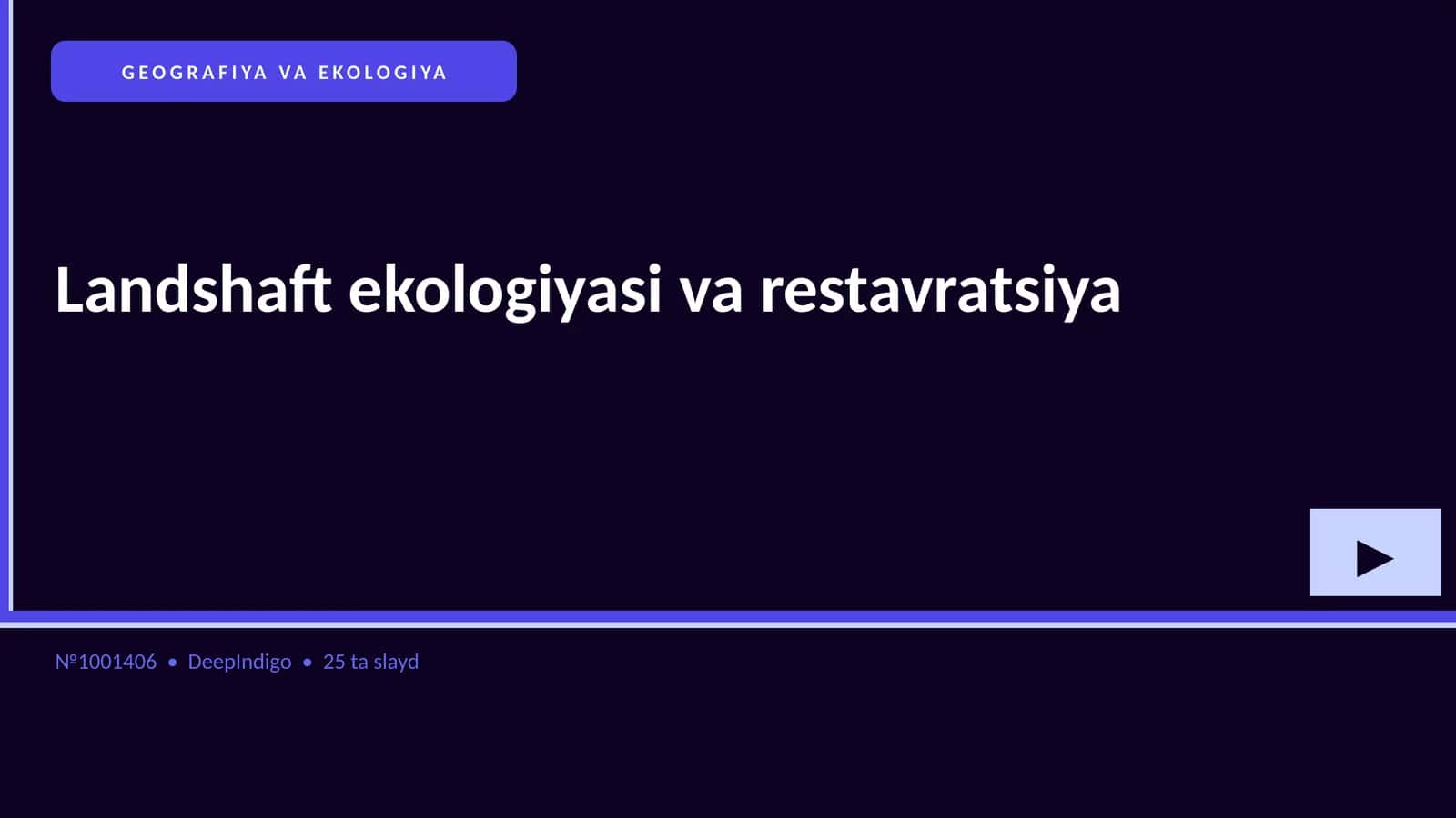 Landshaft ekologiyasi va restavratsiya