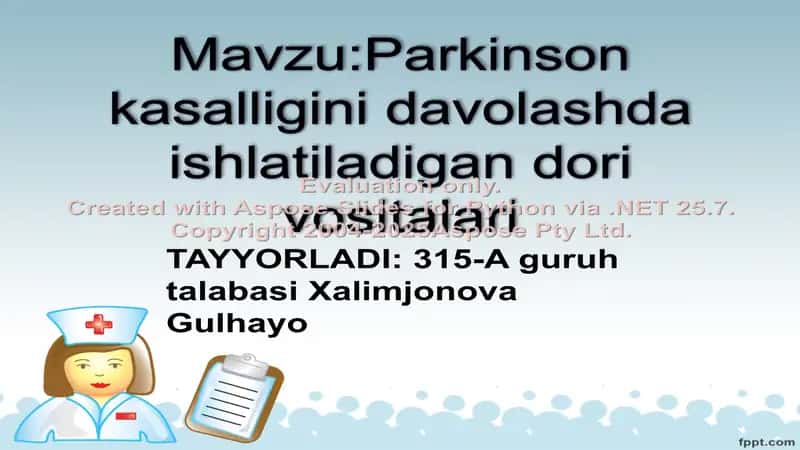 Parkinson kasalligini davolashda ishlatiladigan dori vositalari
