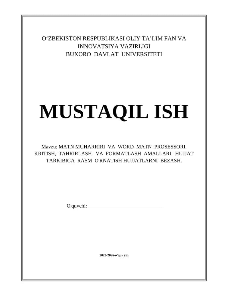 MATN MUHARRIRI VA WORD MATN PROSESSORI