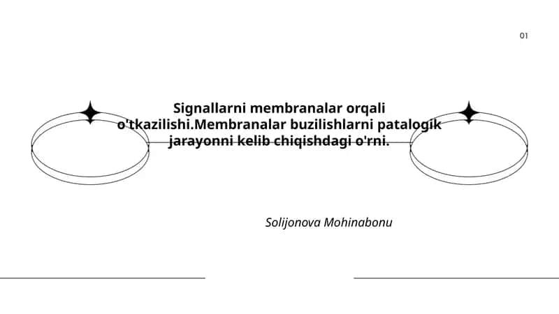 Signallarni membranalar orqali o'tkazilishi.Membranalar buzilishlarni patalogik jarayonni kelib chiqishdagi o'rni.