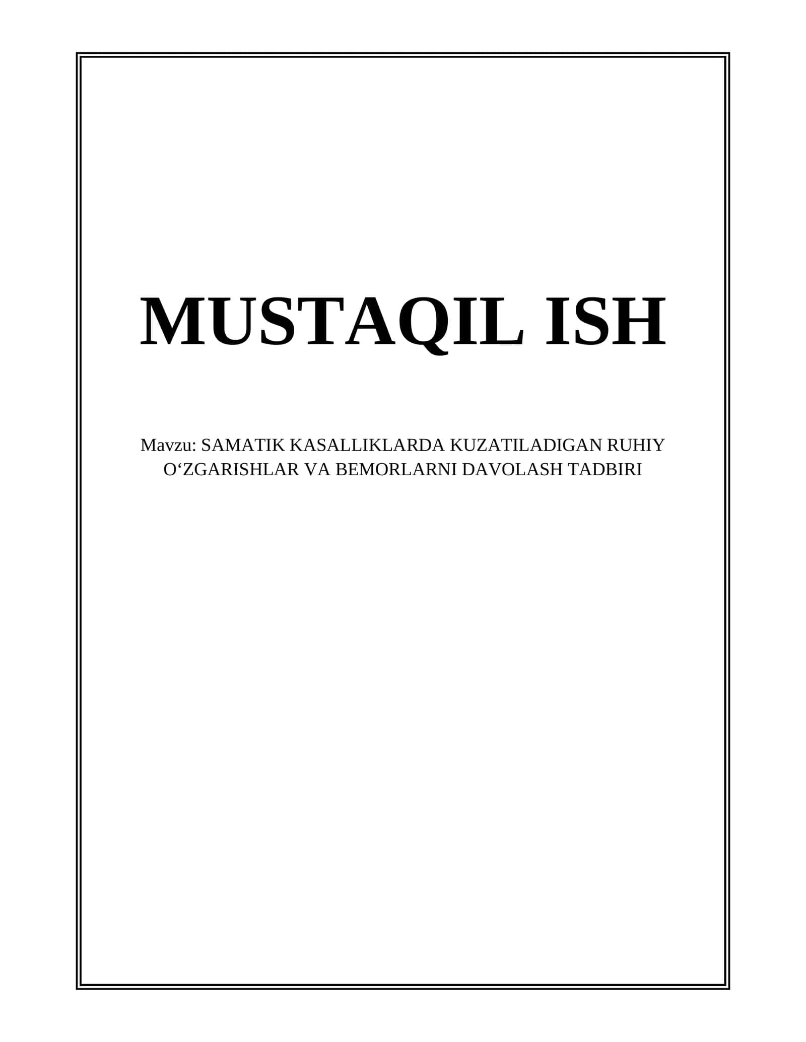 Somatik kasalliklarda ruhi oʻzgarishlarning patofiziologiyasi