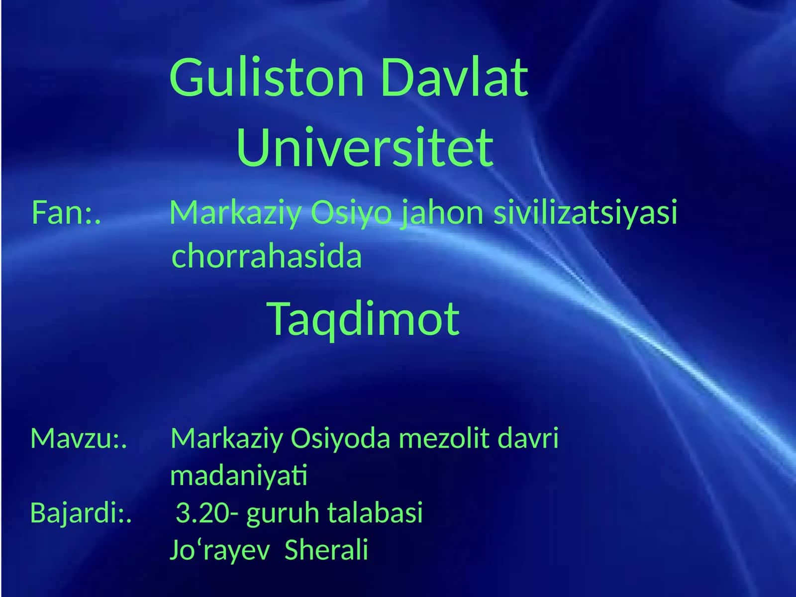 Markaziy Osiyoda mezolit davri madaniyati