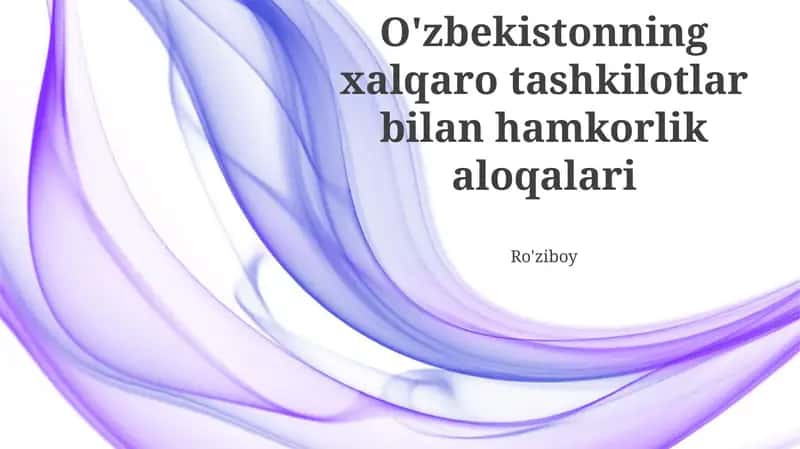 O'zbekistonning xalqaro tashkilotlar bilan hamkorlik aloqalari