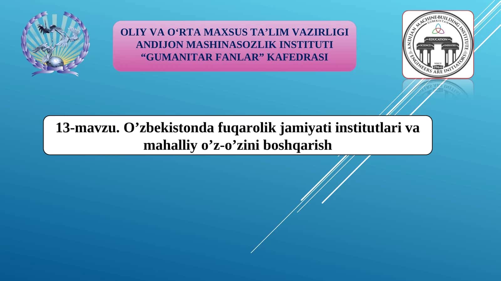 O’zbekistondafuqarolik jamiyati institutlari va mahalliyo’z-o’zini boshqarish
