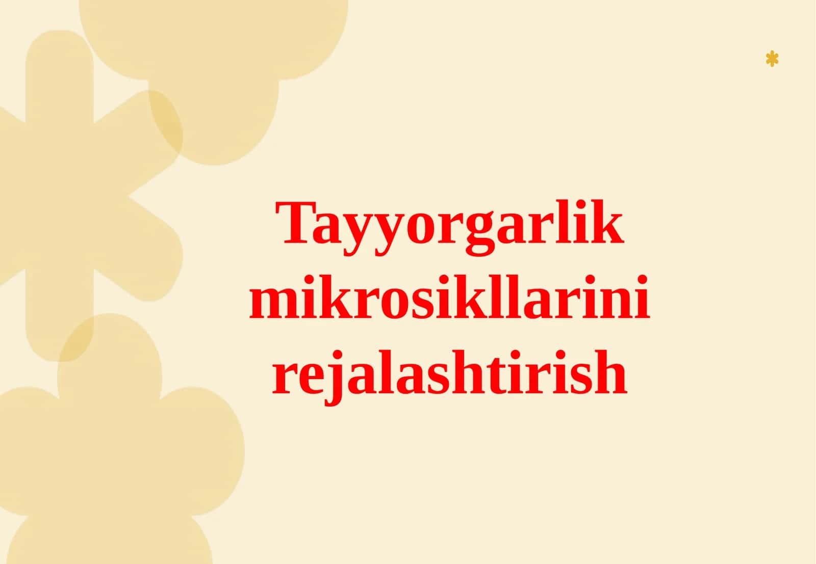 Tayyorgarlik mikrosikllarini rejalashtirish