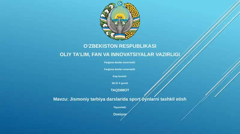 Jismoniy tarbiya darslarida sport òynlarni tashkil etish