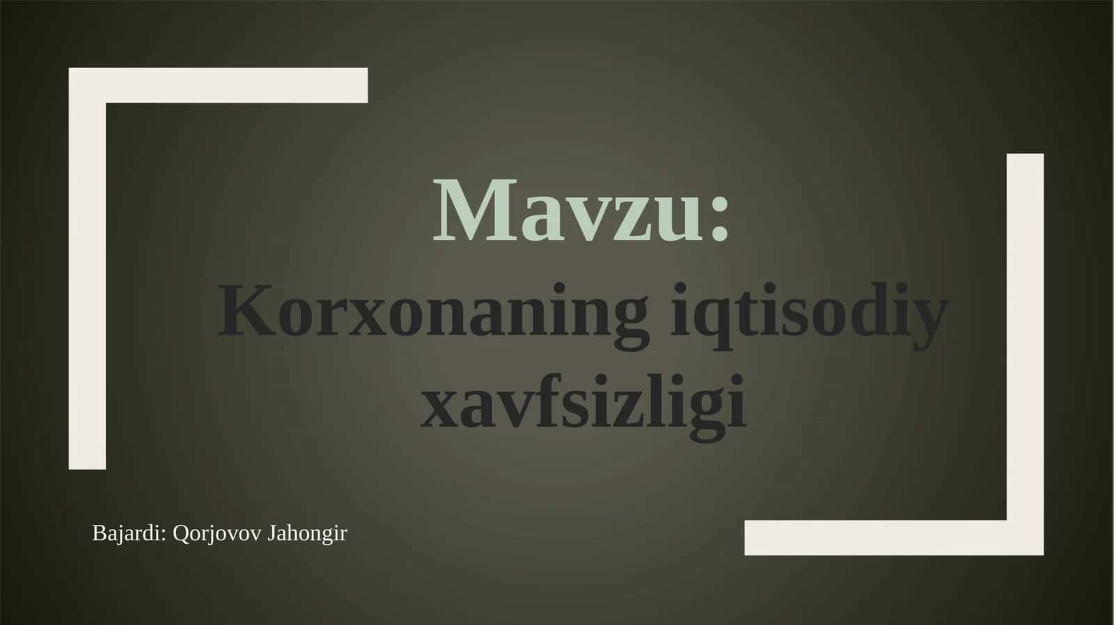 Korxonaning iqtisodiy xavfsizligi