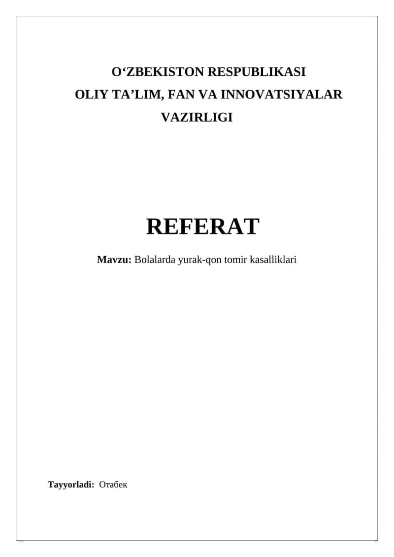 Bolalarda yurak-qon tomir kasalliklari