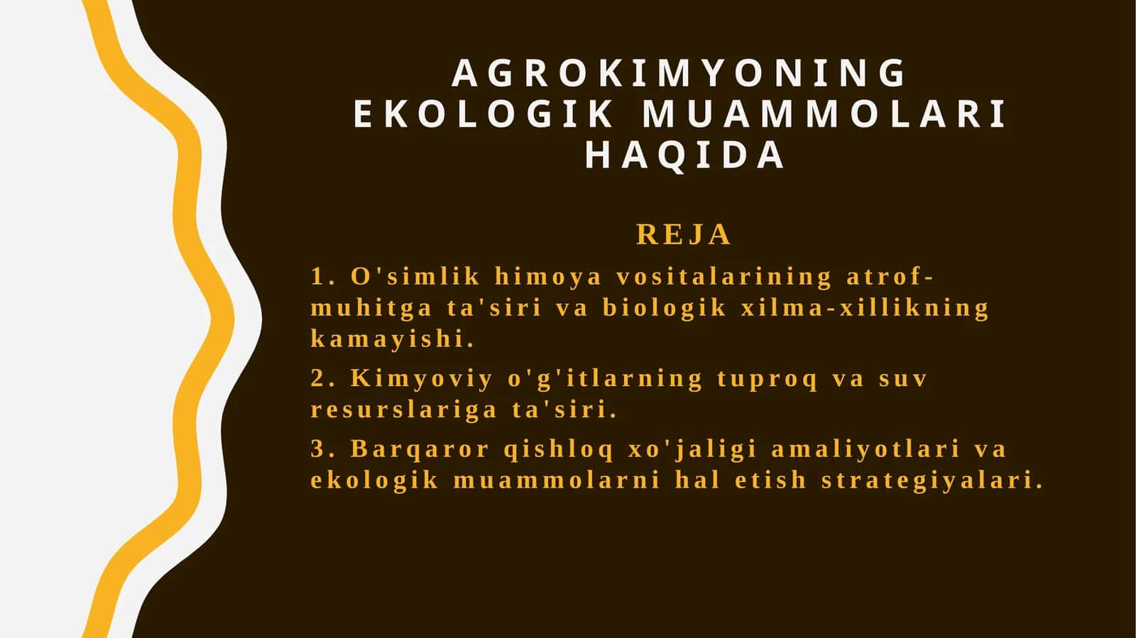 Agrokimyoning ekologik muammolari haqida