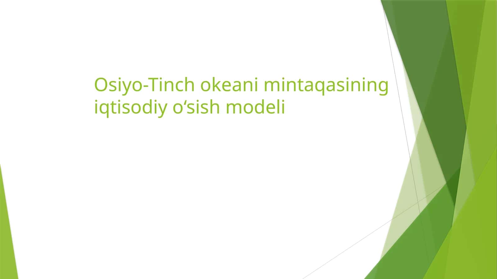 Osiyo-Tinch okeani mintaqasining iqtisodiy o‘sish modeli