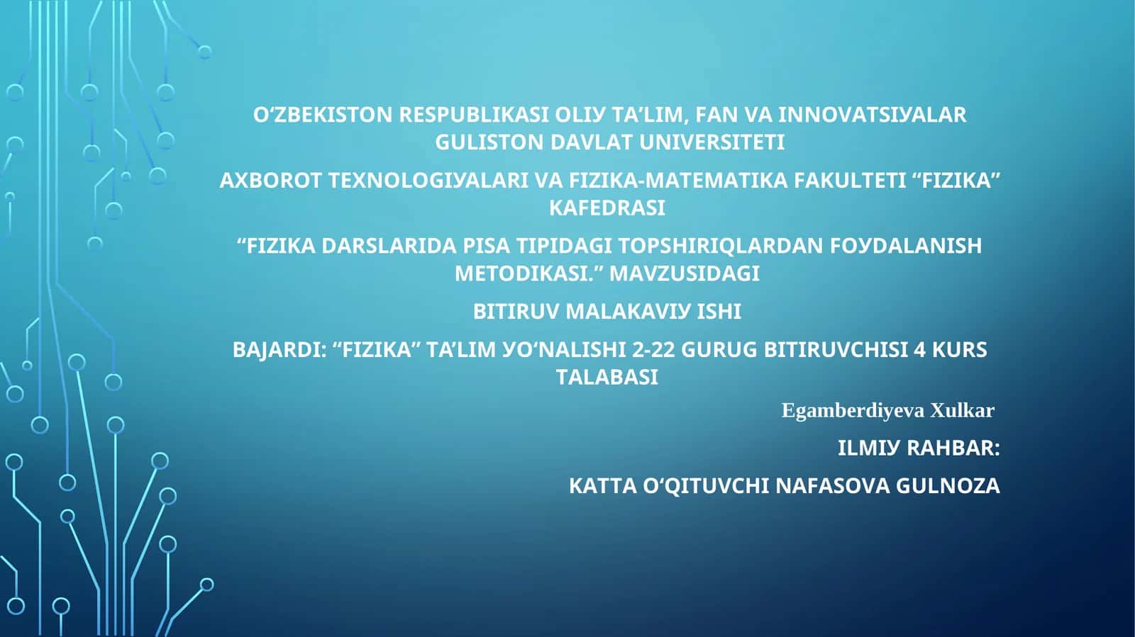 Fizika Darslarida Pisa Tipidagi Topshiriklardan Foydalanish Metodikasi