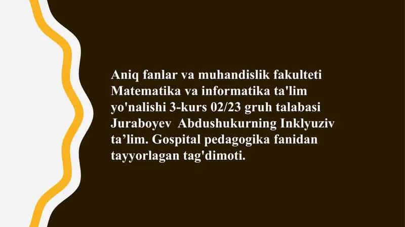 Alohida yordamga muhtoj shaxslarni inklyuziv ta’lim konsepsiyasining mohiyati va asosiy qoidalar
