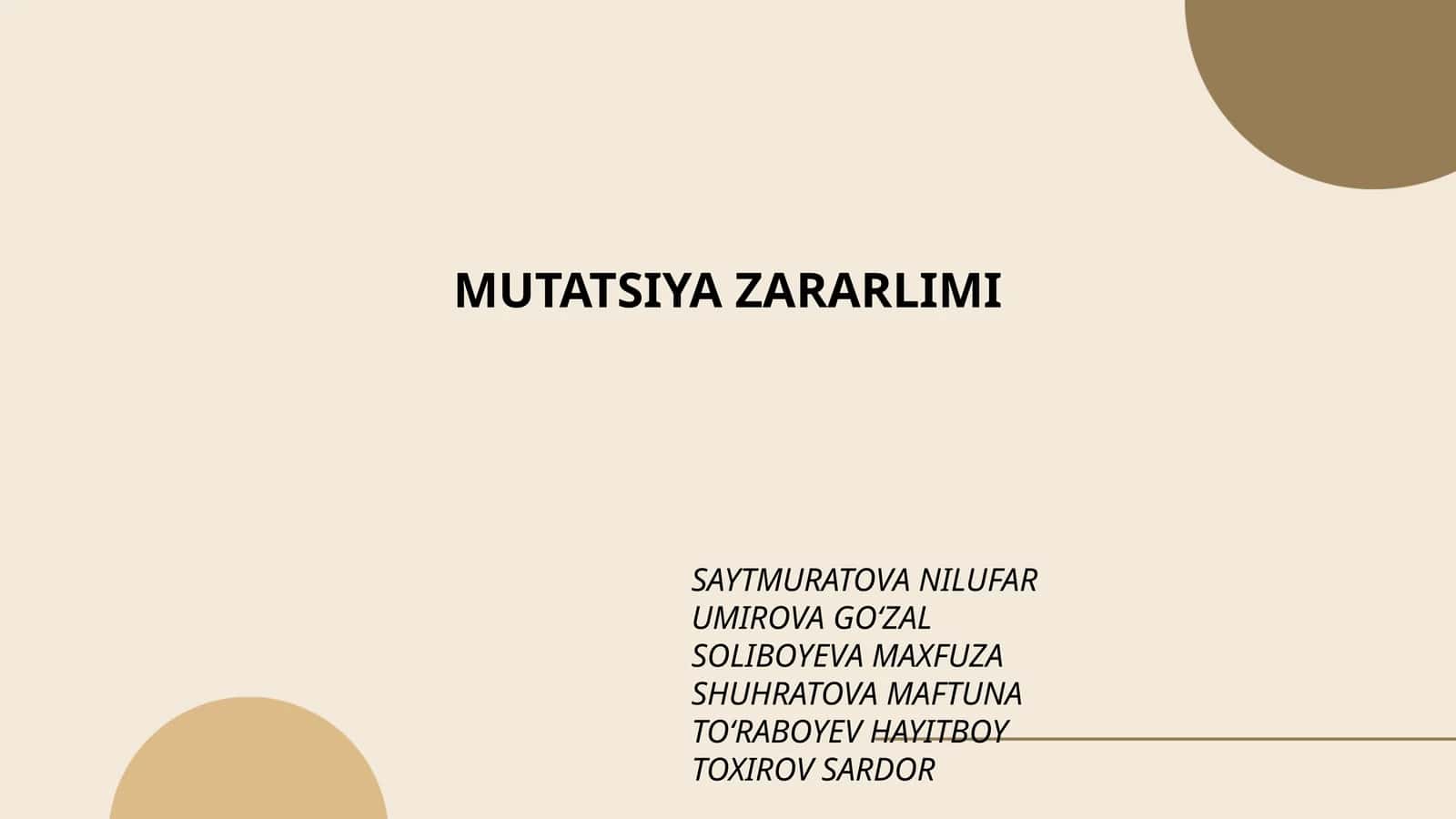 Mutatsiya Zararlimi