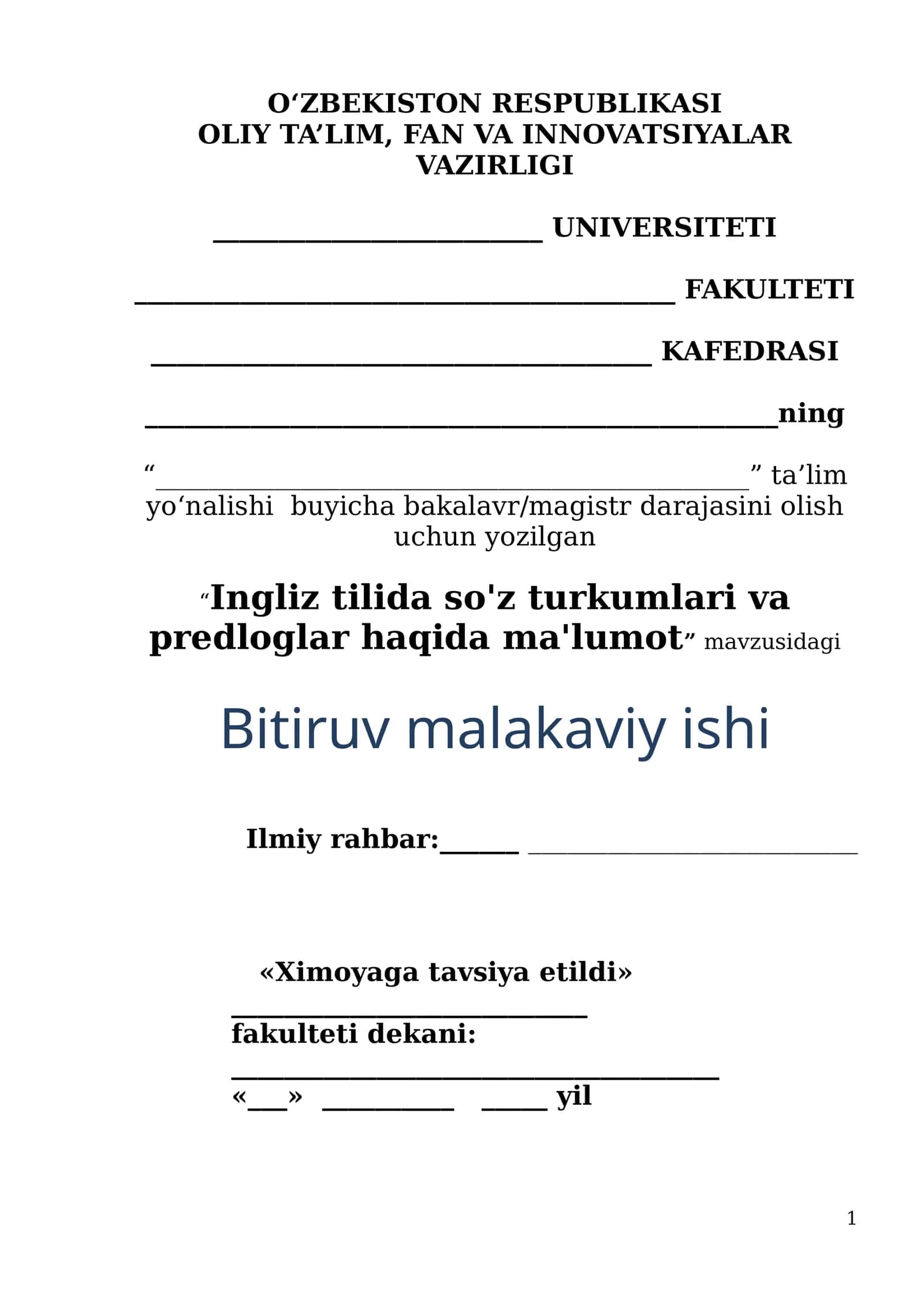 Ingliz tilida so'z turkumlari va predloglar haqida ma'lumot
