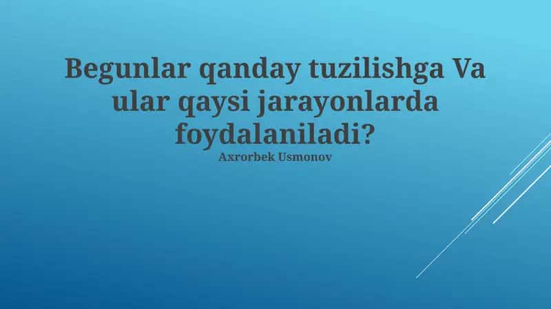Oqsillar tuzilishi va ularning ishlatilishi