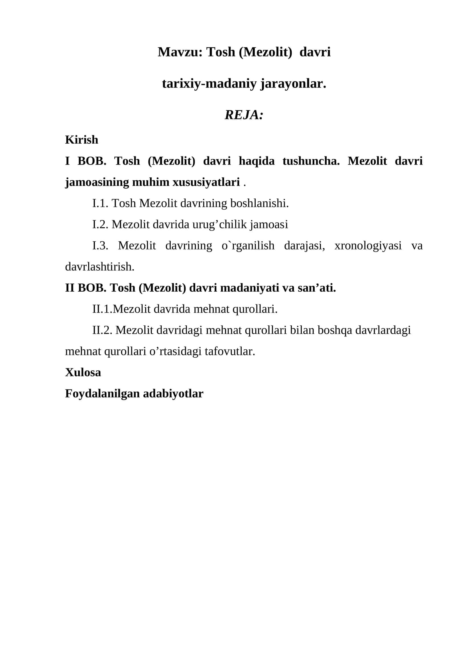 Tosh (Mezolit) davri