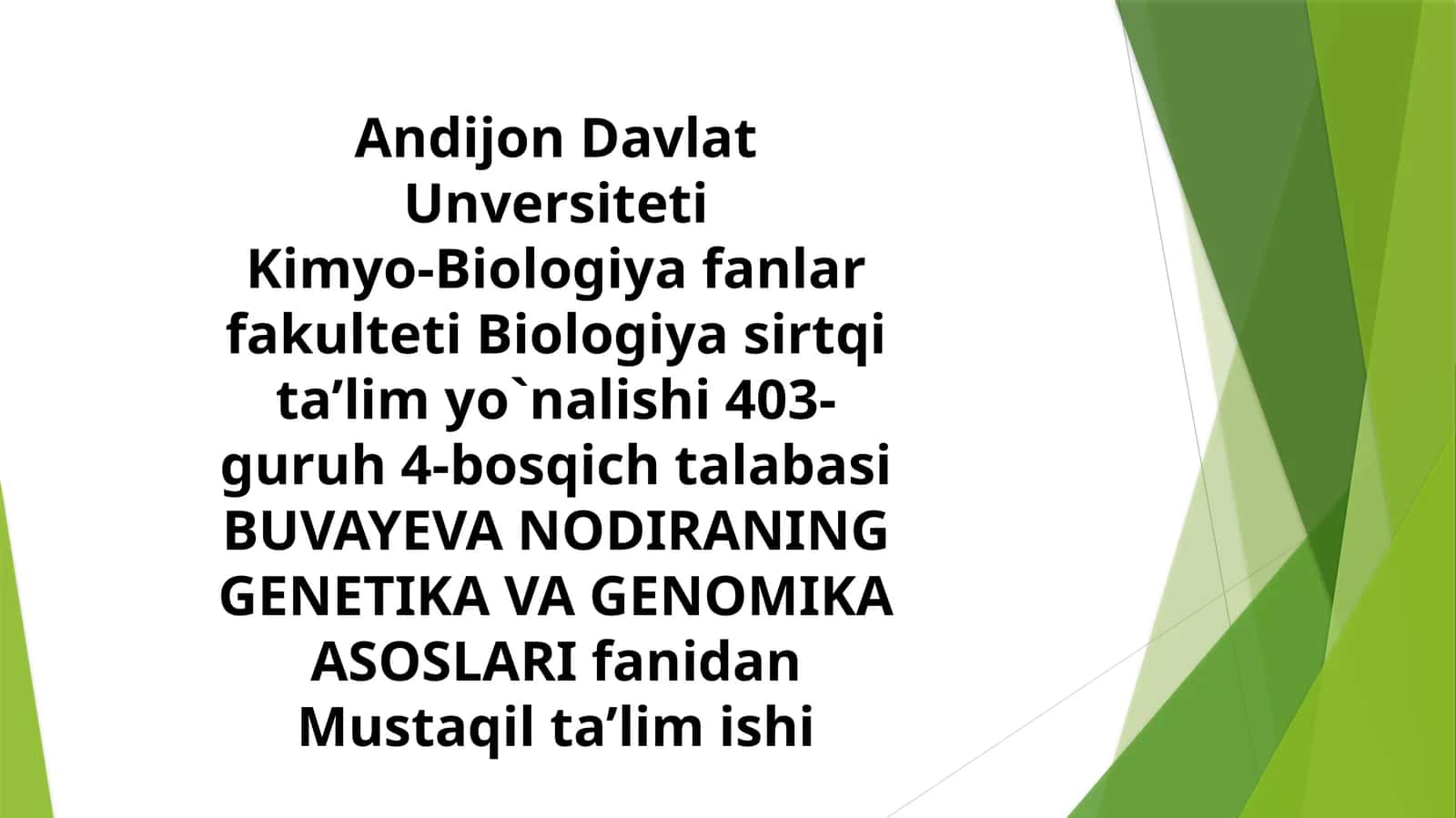 GENLARNING KOMBINERLANGAN TIPDA TA`SIRIDA MIQDOR BELGILARINING IRSIYLANISHI