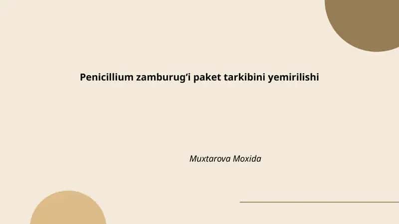 Penicillium zamburugʻi paket tarkibini yemirilishi