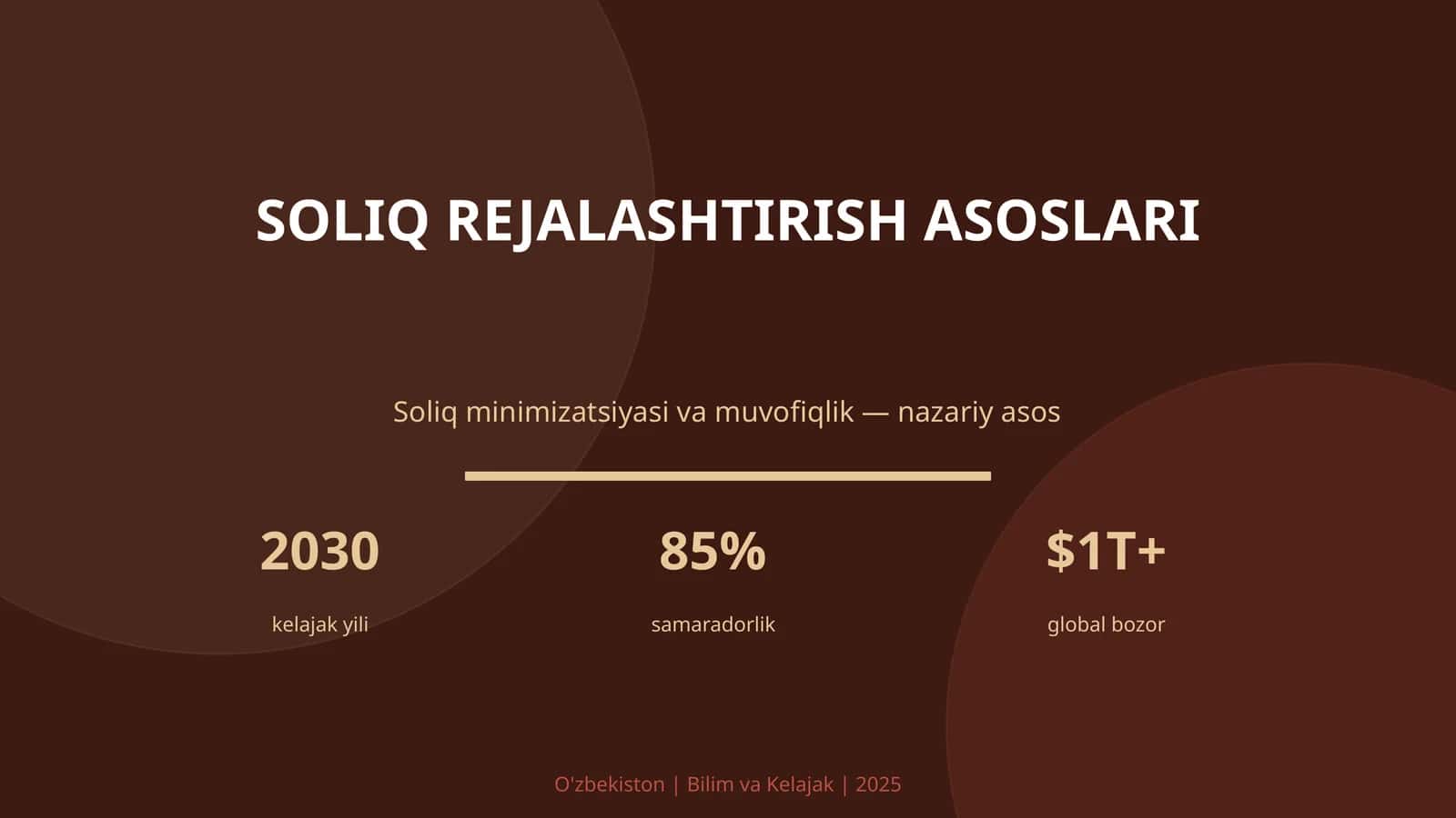 SOLIQ REJALASHTIRISH ASOSLARI