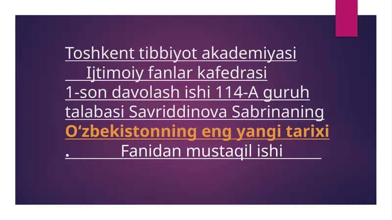 Oʻzbekistonning eng yangi tarixi