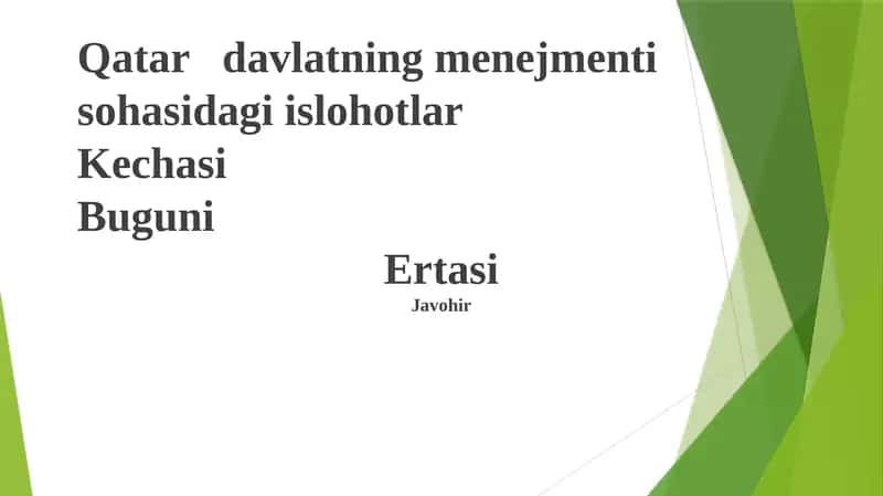 Qatar davlatning menejmenti sohasidagi islohotlar