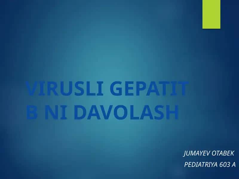 Virusli gepatit B ni davolash