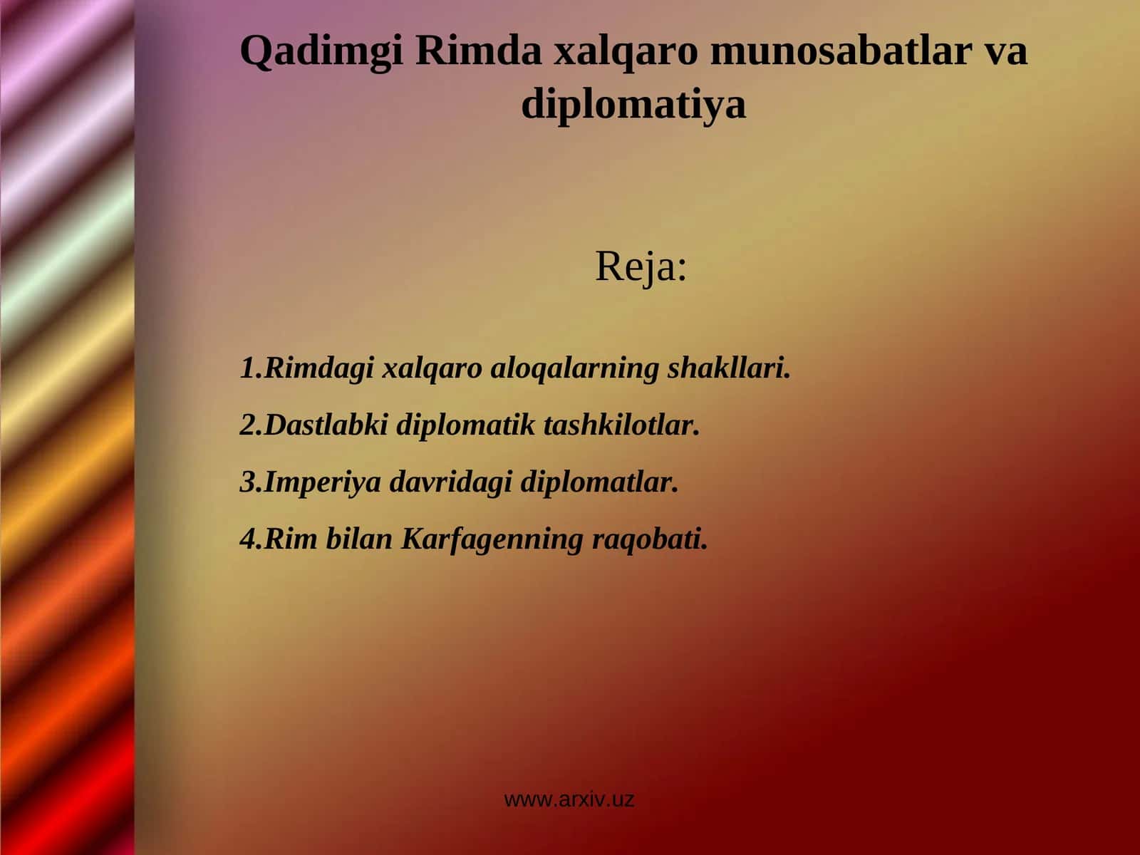 Qadimgi Rimda xalqaro munosabatlar va diplomatiya