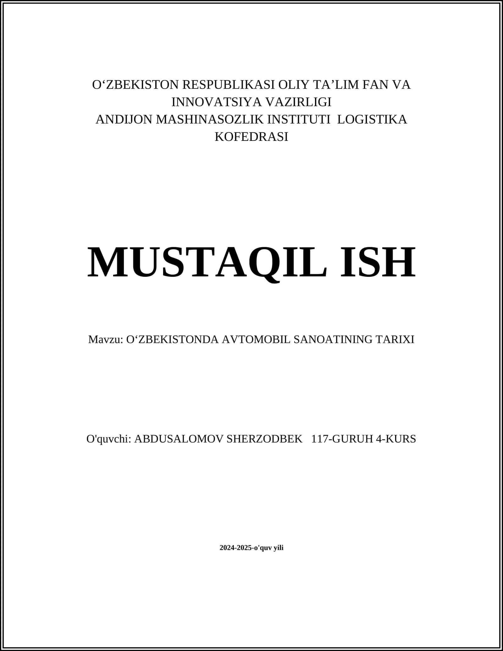Oʻzbekistonda avtomobil sanoatining tarixi