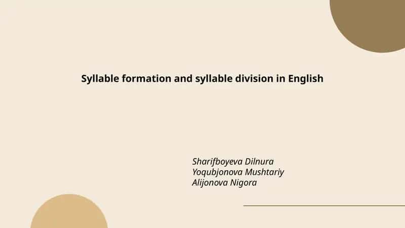Syllable formation and syllable division in English