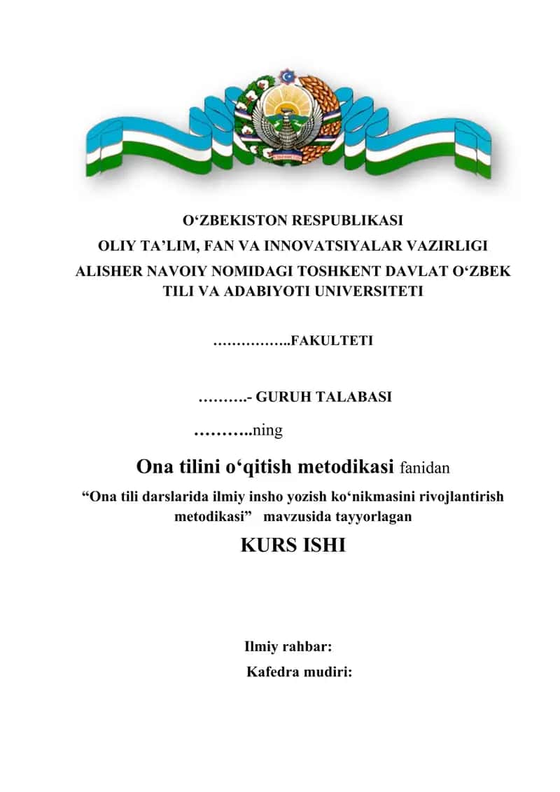 Ona tili darslarida ilmiy insho yozish ko‘nikmasini rivojlantirish metodikasi