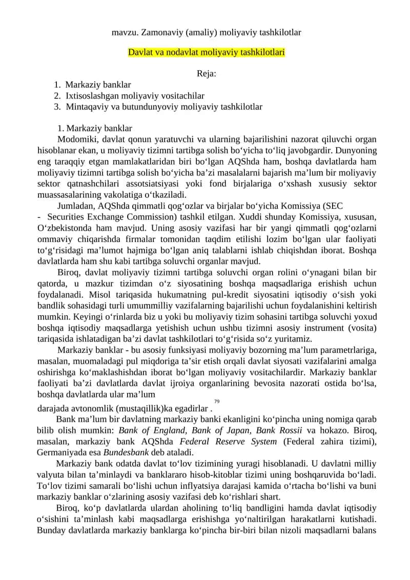 Markaziy banklar