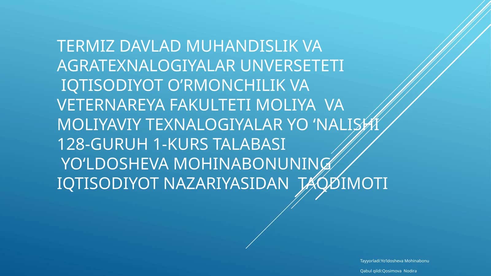 Iqtisodiyot nazariyasidan taqdimot