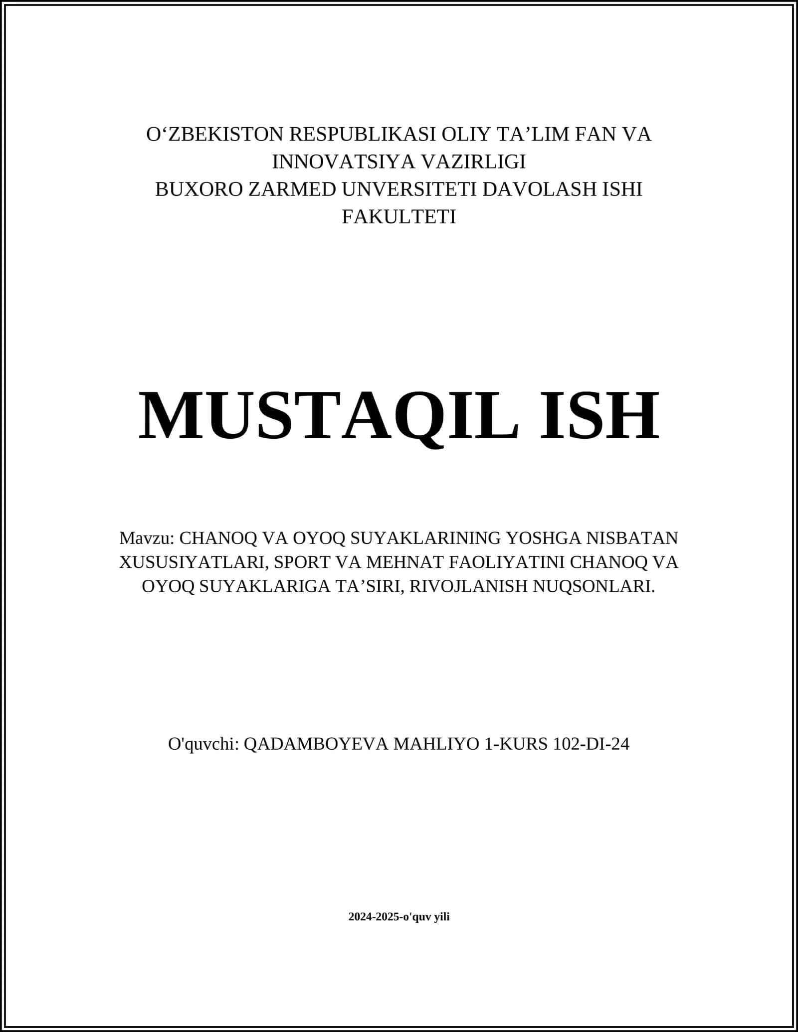 Yoshga nisbatan xususiyatlari, sport va mehnat faoliyatini chanoq va oyoq suyaklariga taʼsiri