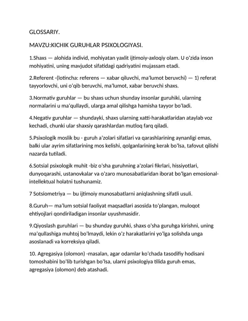 KICHIK GURUHLAR PSIXOLOGIYASI