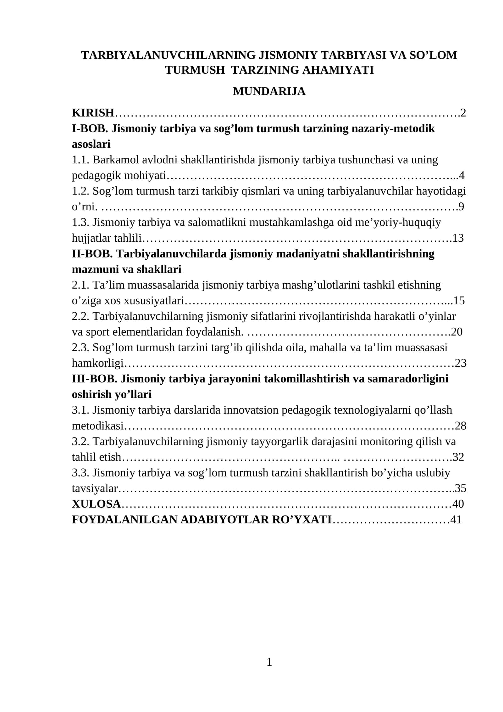 TARBIYALANUVCHILARNING JISMONIY TARBIYASI VA SO’LOM TURMUSH TARZINING AHAMIYATI