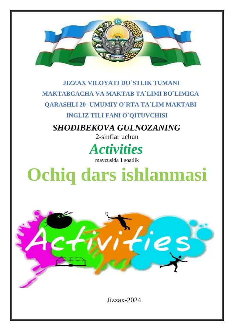 Activities for 2nd grade English class