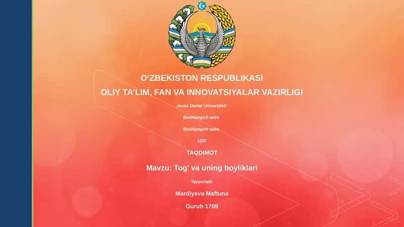 Tog' va uning boyliklari