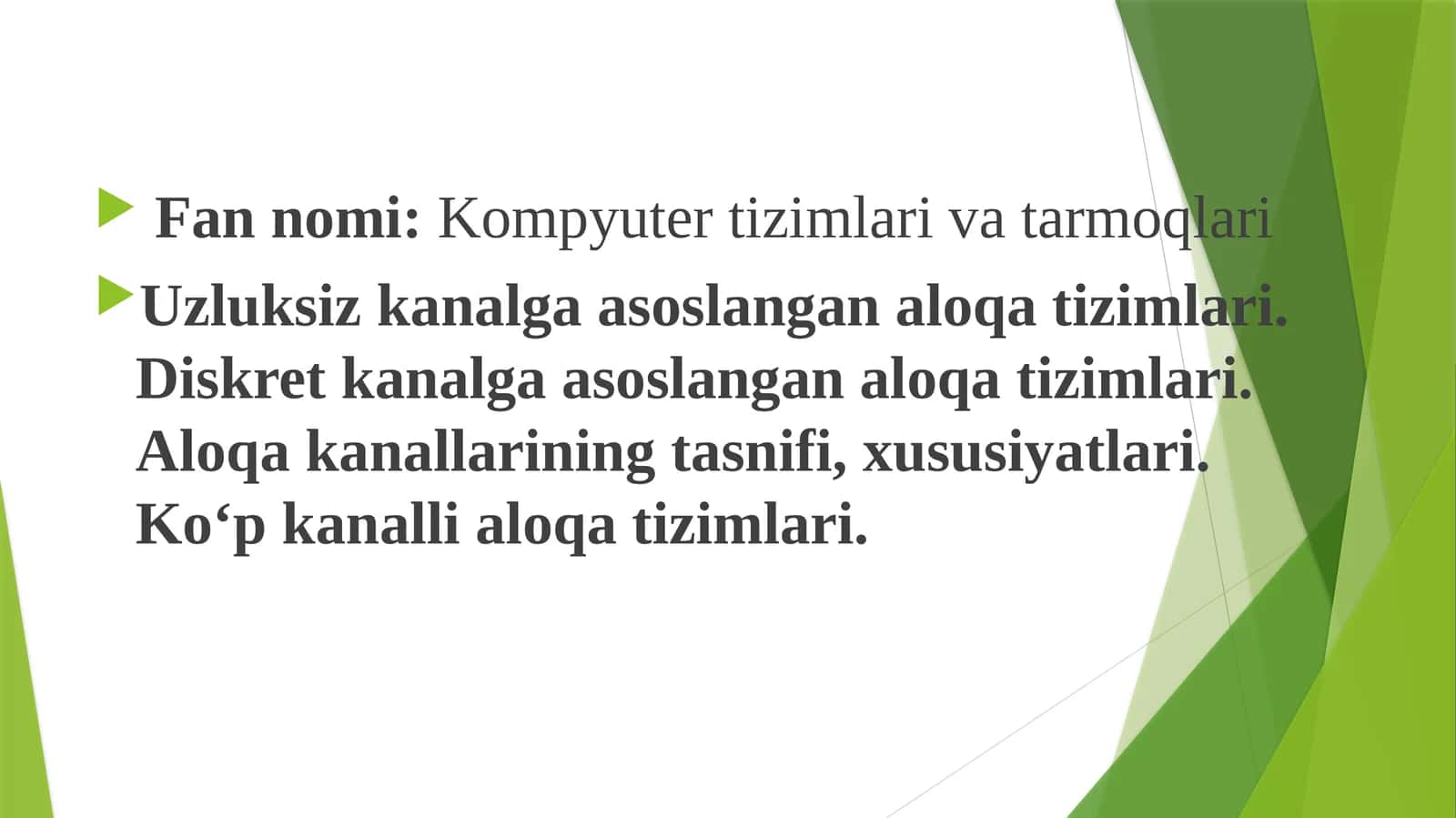 Fannomi: Kompyutertizimlari vatarmoqlari