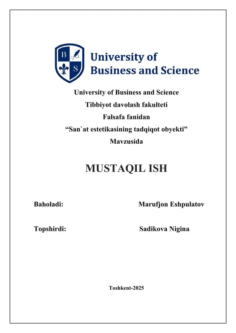 “San`at estetikasining tadqiqot obyekti”