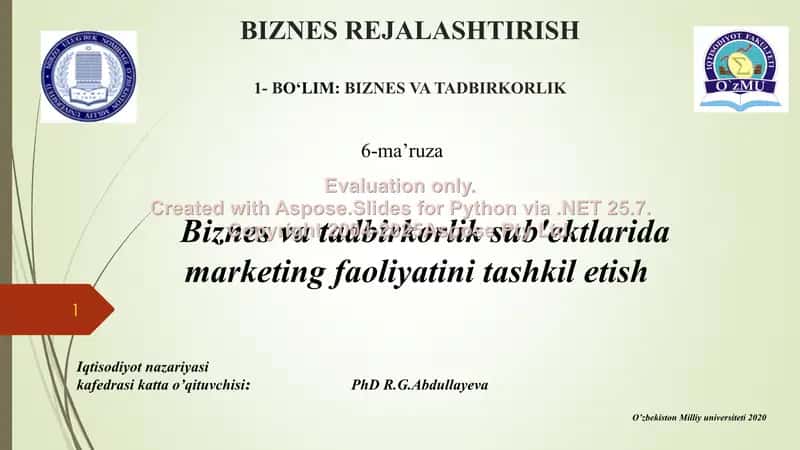 BIZNES REJALASHTIRISH