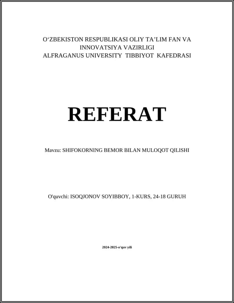 SHIFOKORNING BEMOR BILAN MULOQOT QILISHI